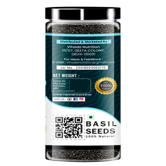 Vihado Raw Basil/Sabza Seeds Dietary Fibre for Weight Loss Plastic Bottle (200G-500G)