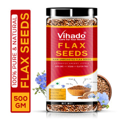 Vihado Raw Flax Seeds, Rich in Omega 3 Fatty Acid and Immunity Booster Plastic Bottle (200G-500G)
