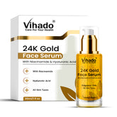 Vihado 24K Gold Face Serum for Glowing Skin, Acne, Pigmentation, Dark Spots (30ml)