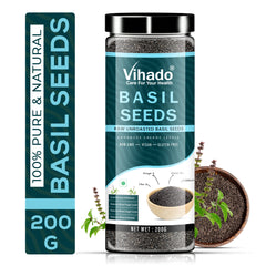Vihado Raw Basil/Sabza Seeds Dietary Fibre for Weight Loss Plastic Bottle (200G-500G)
