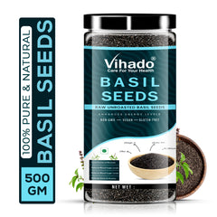 Vihado Raw Basil/Sabza Seeds Dietary Fibre for Weight Loss Plastic Bottle (200G-500G)
