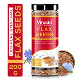 Vihado Raw Flax Seeds, Rich in Omega 3 Fatty Acid and Immunity Booster Plastic Bottle (200G-500G)