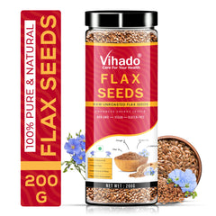 Vihado Raw Flax Seeds, Rich in Omega 3 Fatty Acid and Immunity Booster Plastic Bottle (200G-500G)