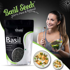 Vihado Raw Basil/Sabza Seeds Dietary Fibre for Weight Loss (100G-1KG)
