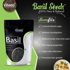 Vihado Raw Basil/Sabza Seeds Dietary Fibre for Weight Loss (100G-1KG)