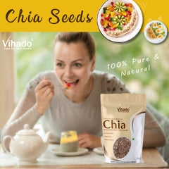 Vihado Raw Chia Seeds, High in Protein and Rich Fiber (100G-1KG)