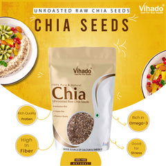 Vihado Raw Chia Seeds, High in Protein and Rich Fiber (100G-1KG)