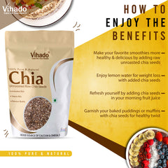 Vihado Raw Chia Seeds, High in Protein and Rich Fiber (100G-1KG)