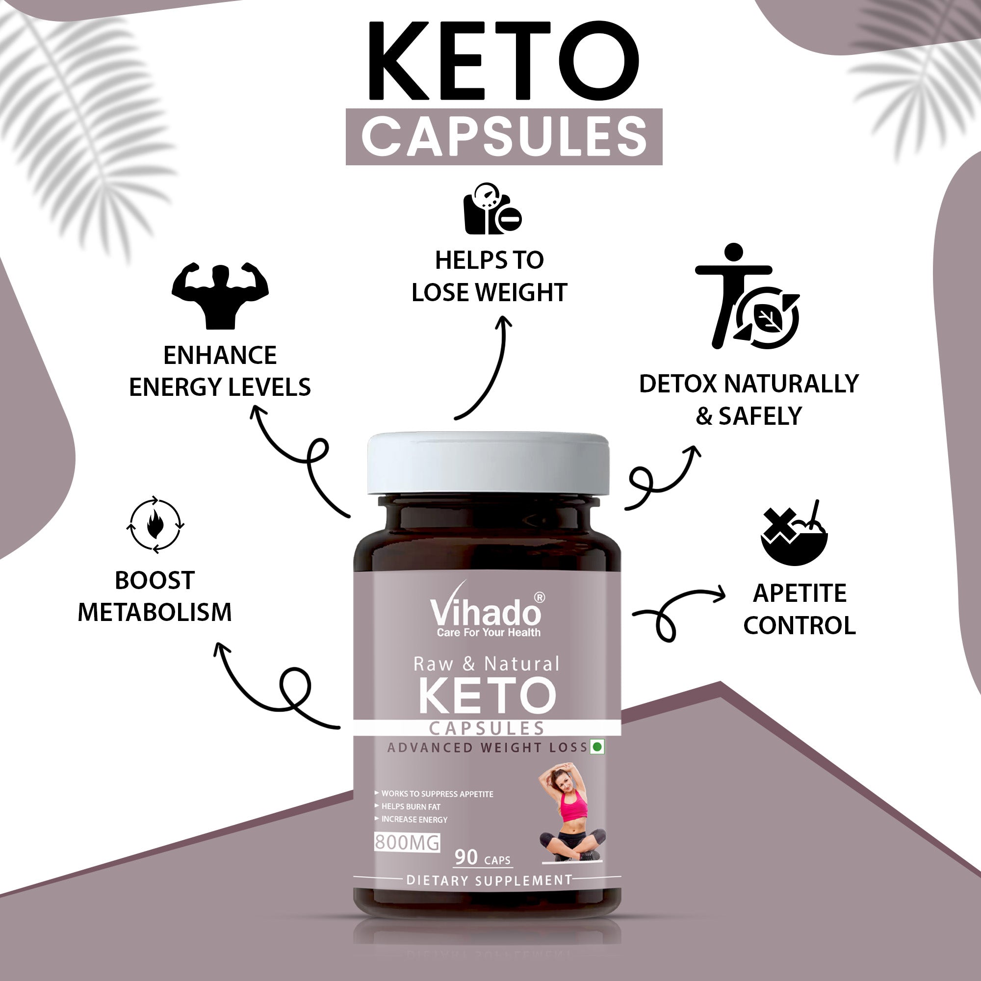 Vihado Keto Slim Capsules for Weight Loss | Dietary Supplement (90 Capsules)