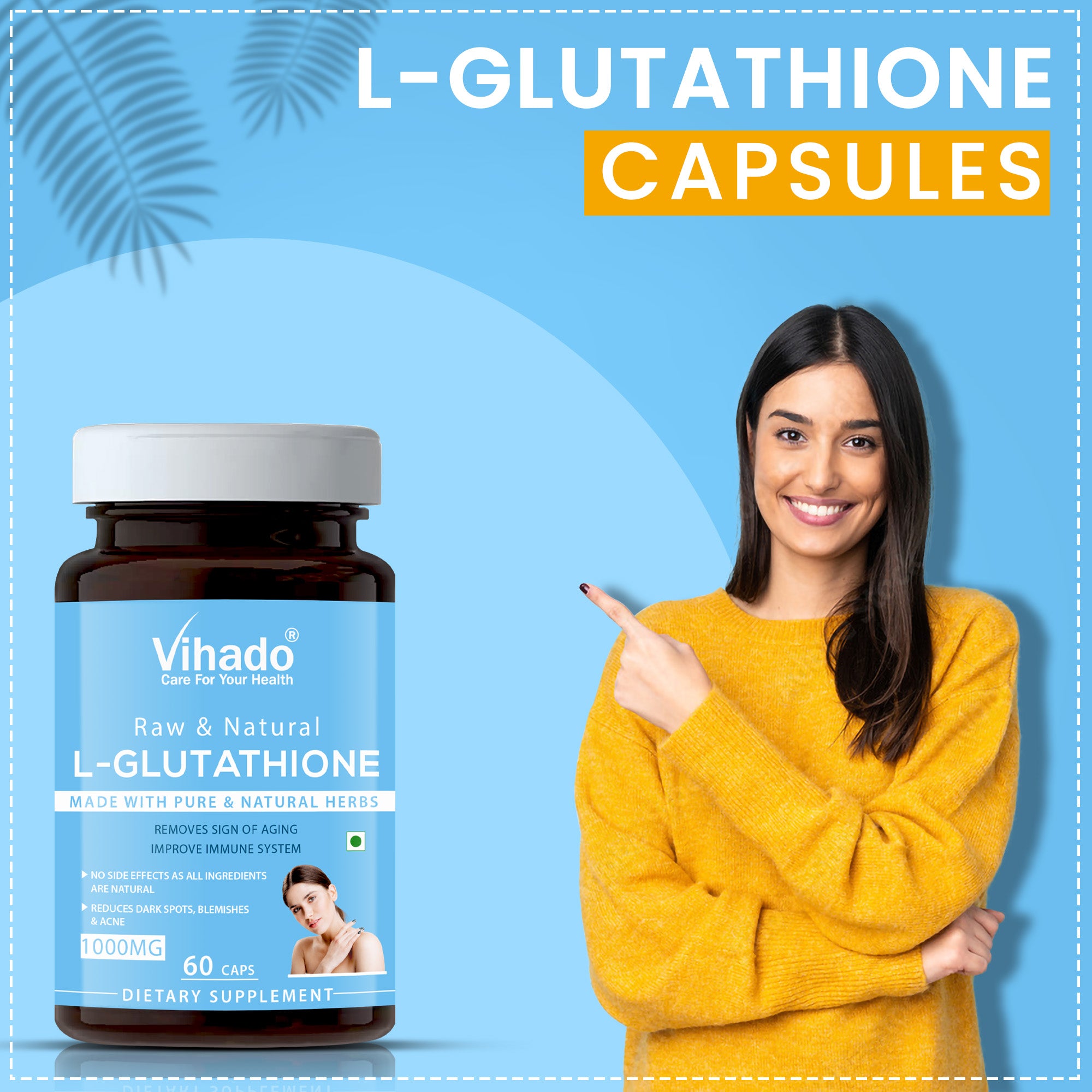 Vihado L-Glutathione Capsules With Vitamin C, E And Grapeseed Extract (60 Capsules)