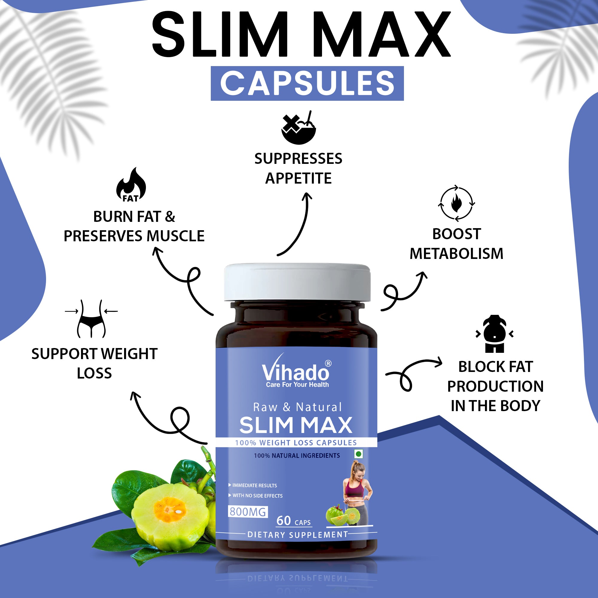 Vihado Slim Max Capsules | Helps In Weight Loss Management (60 Capsules)