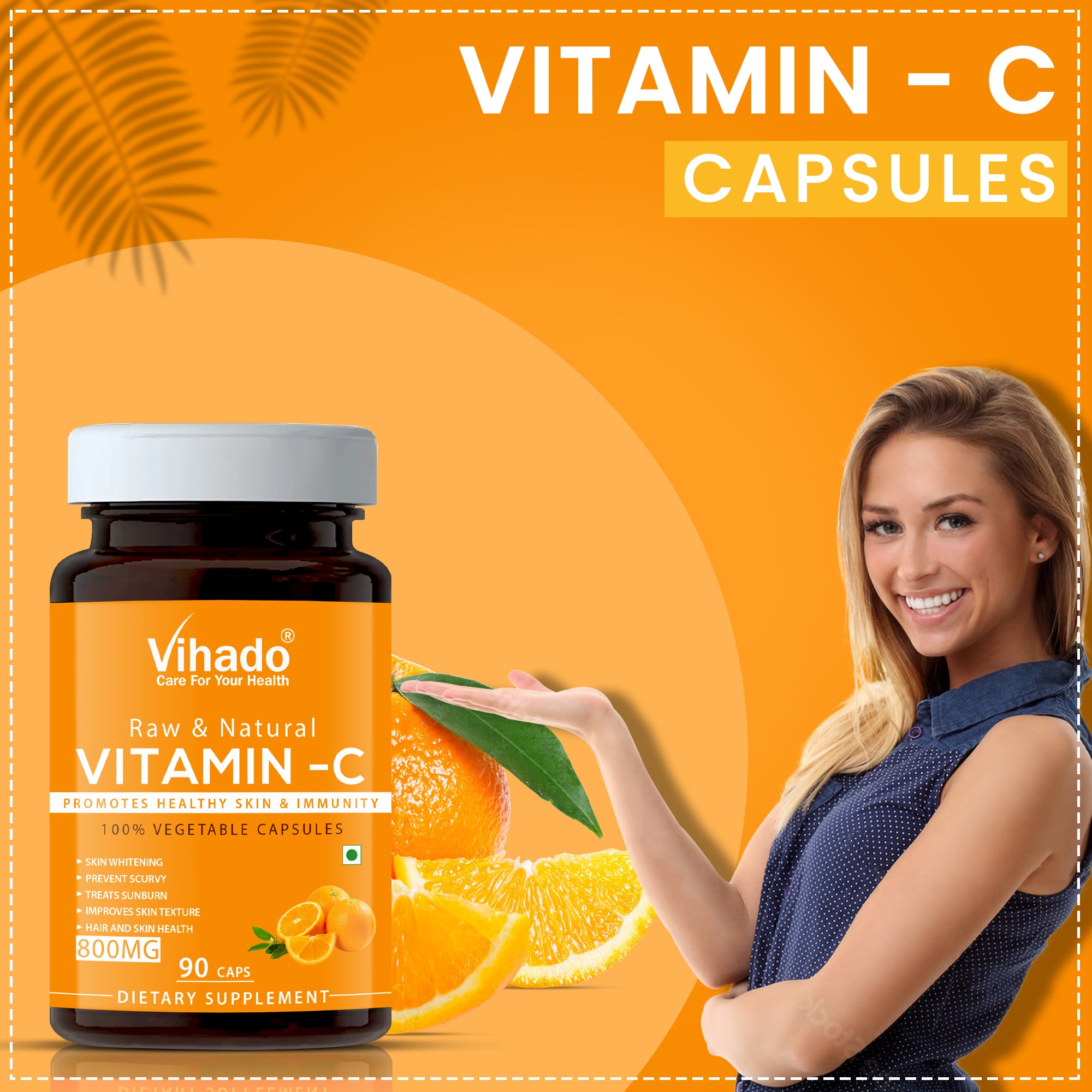 Vihado Vitamin C Capsules | Boost Immunity and Glowing Skin (90 Capsules)