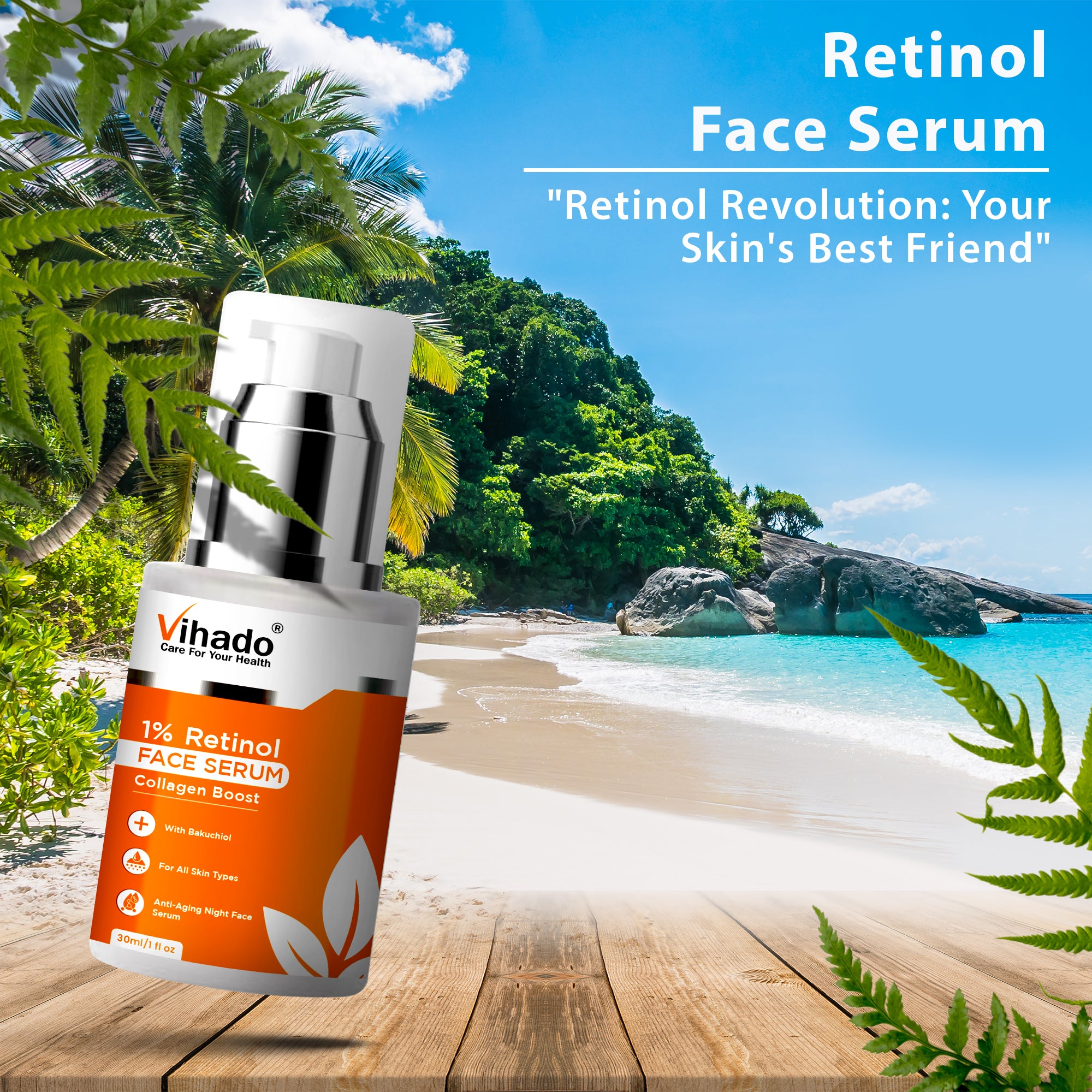 Vihado 1% Retinol With Collagen Boosts Face Serum, Reduces Fine Lines and Wrinkles (30ml)