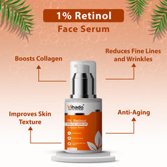 Vihado 1% Retinol With Collagen Boosts Face Serum, Reduces Fine Lines and Wrinkles (30ml)