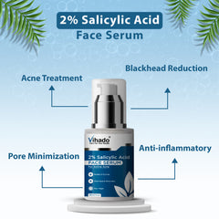 Vihado 2% Salicylic Acid Face Serum for Acne, Blackheads and Open Pores (30ml)