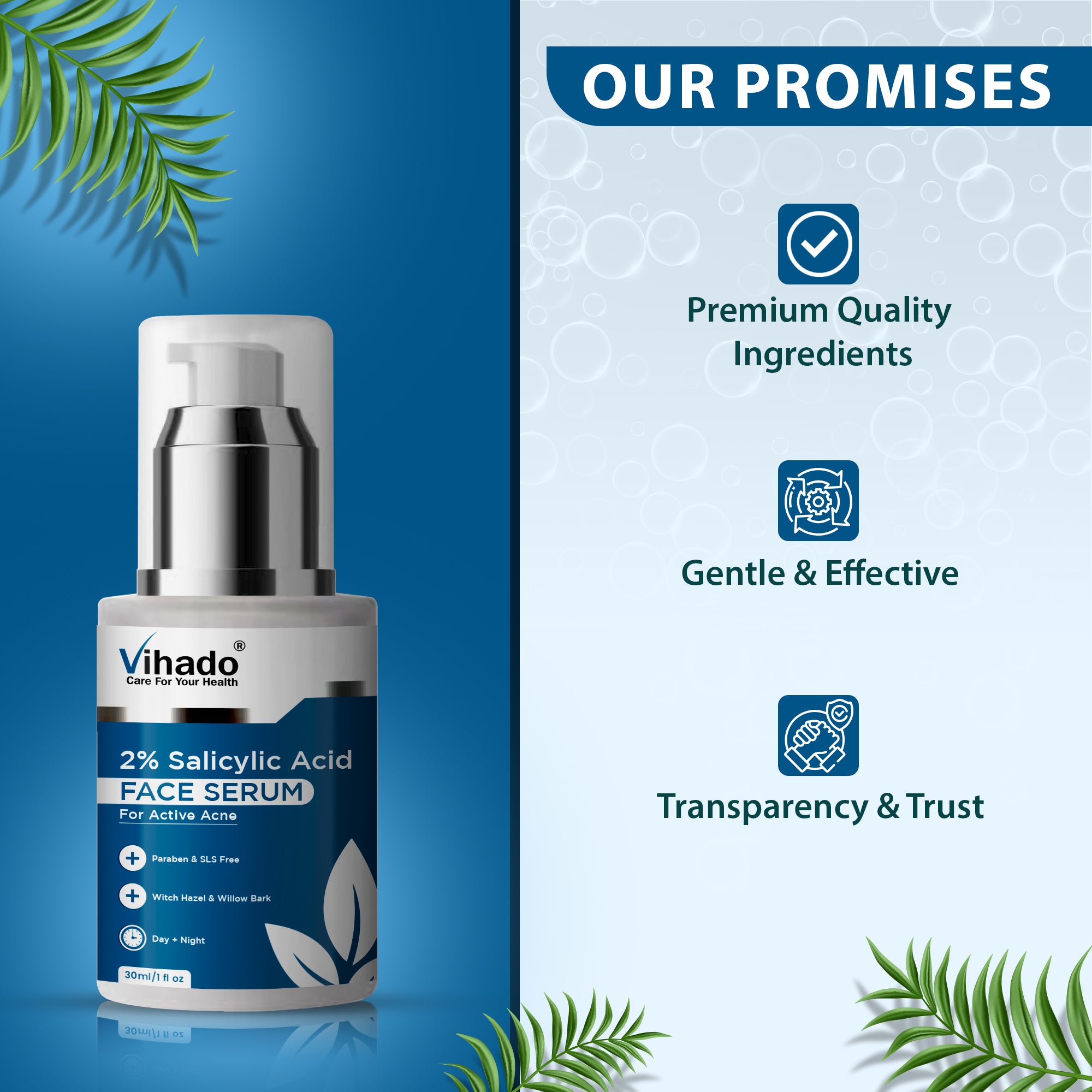 Vihado 2% Salicylic Acid Face Serum for Acne, Blackheads and Open Pores (30ml)