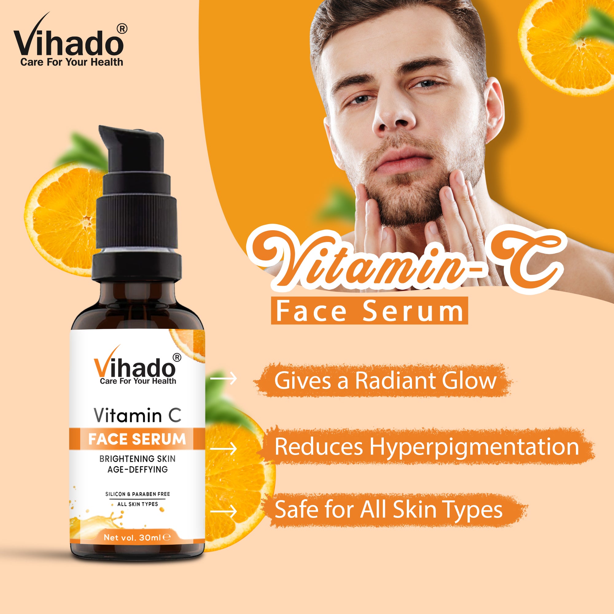Vihado Vitamin C Face Serum | Skin Brightening | Age Deffying | For Glowing Skin 30ml