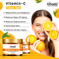Vihado Vitamin C Light Face Gel for Daily Use | Glow Reviving | Skin Brightening Gel (100g)