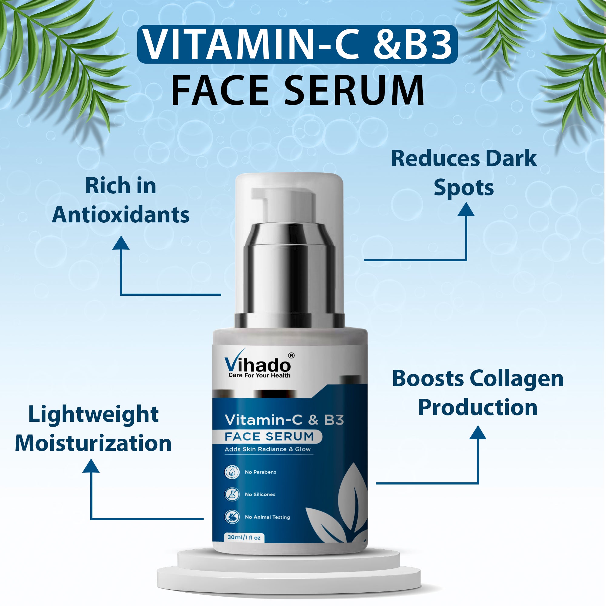 Vihado Vitamin C & B3 Skin Glow Face Serum for Reduce Dark Spots (30ml)