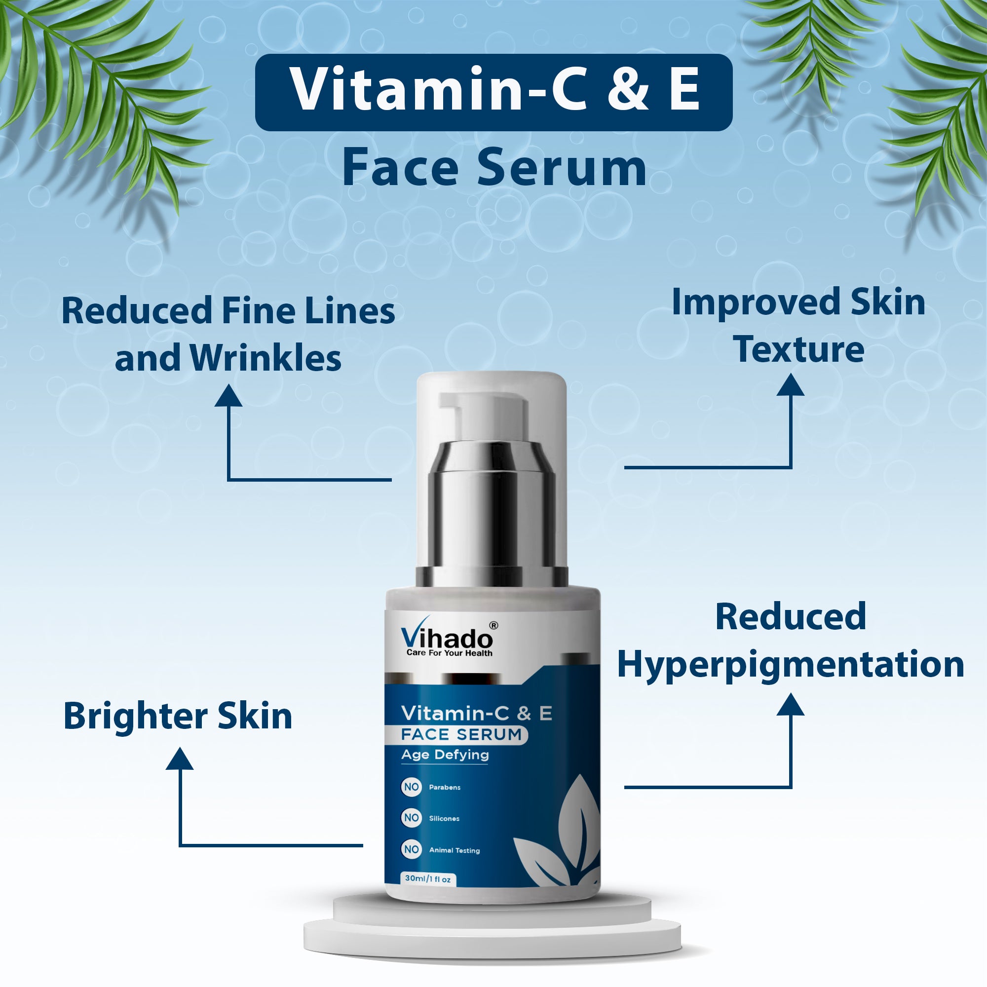 Vihado Vitamin C & E Age Defying Serum, Light Weight Non Greasy Reduces Wrinkles (30ml)