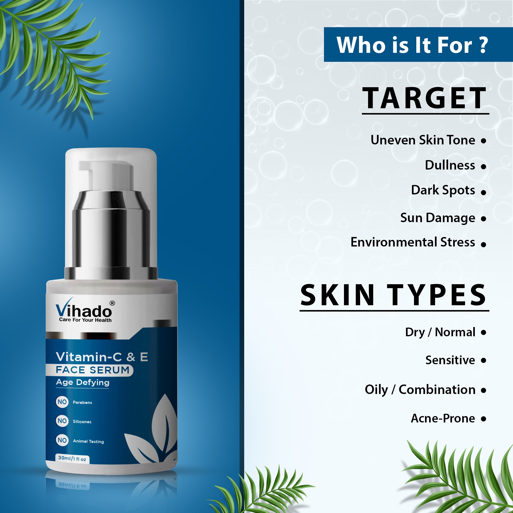 Vihado Vitamin C & E Age Defying Serum, Light Weight Non Greasy Reduces Wrinkles (30ml)
